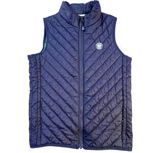 Wimbledon Ski Vest Youth 6-7 Years Navy Green Quilted Zip Pockets Gilet Tennis